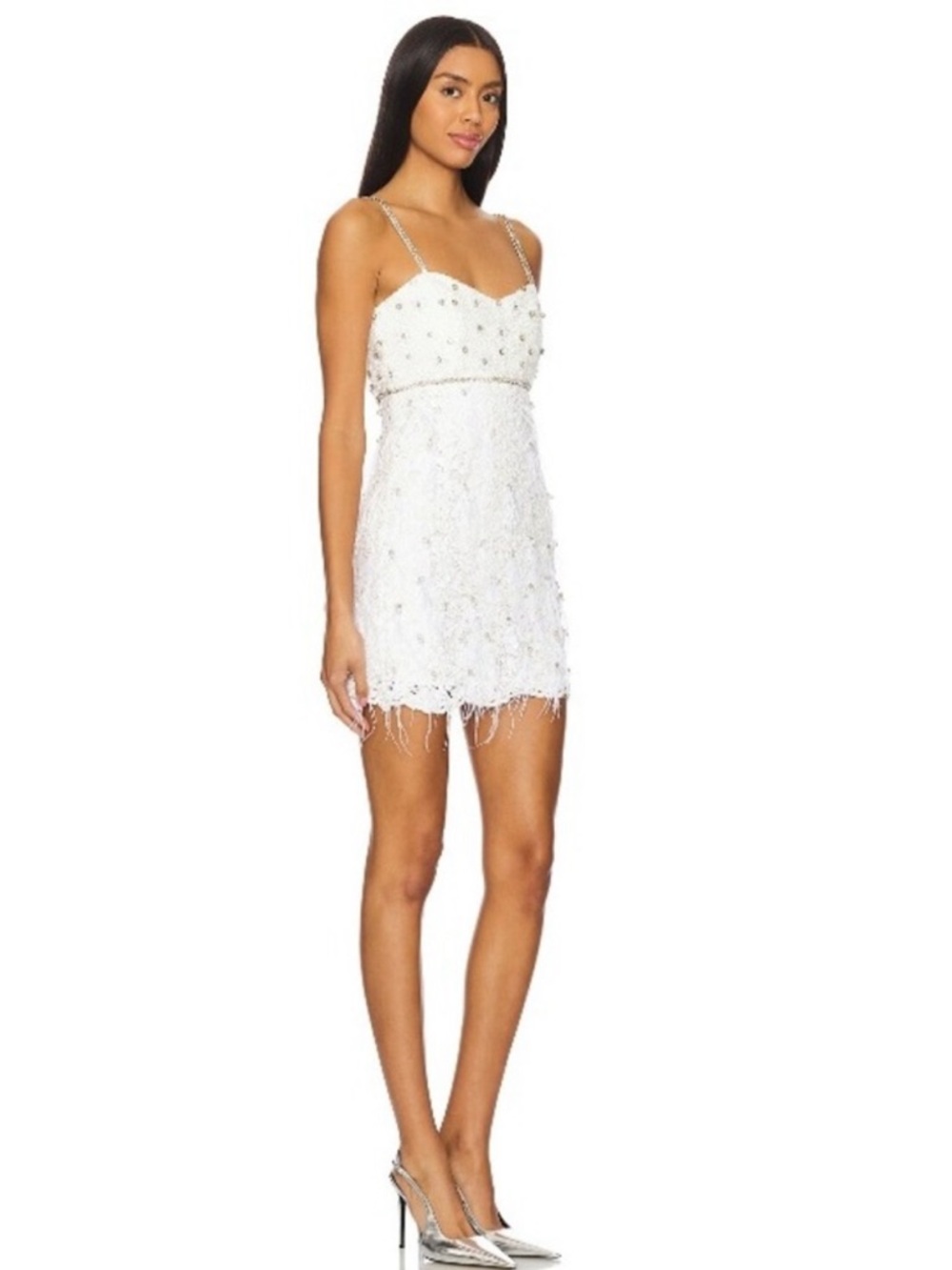 LOVESHACKFANCY - BRIANNE BEADED MINI DRESS - CREAM size 8 NWT